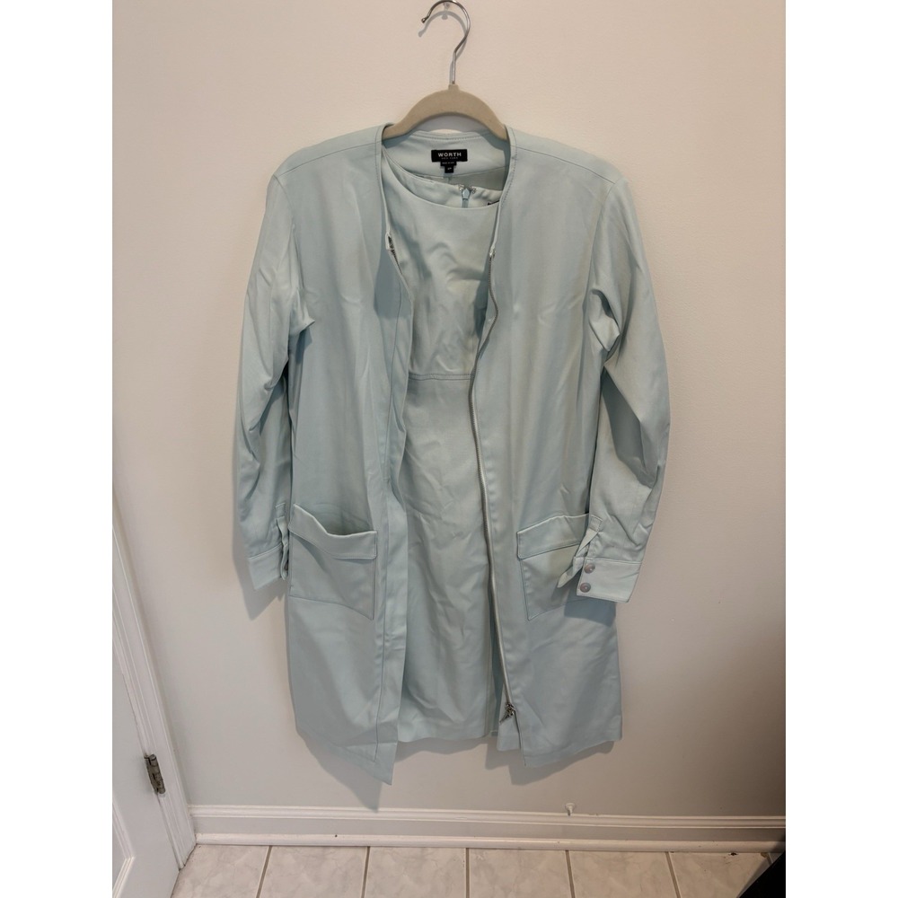 Worth New York Womens Ligh Blue Long Zip Up Women's Jacket XP NWT Made in USA‎